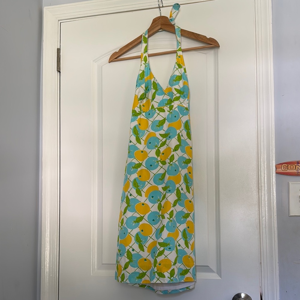 Lilly Pulitzer Floral Halter Dress - Blue and Yellow
